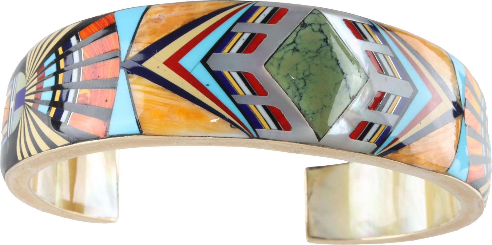 Navajo Inspired Cuff Bracelet Glodove 14K (1 of 6)