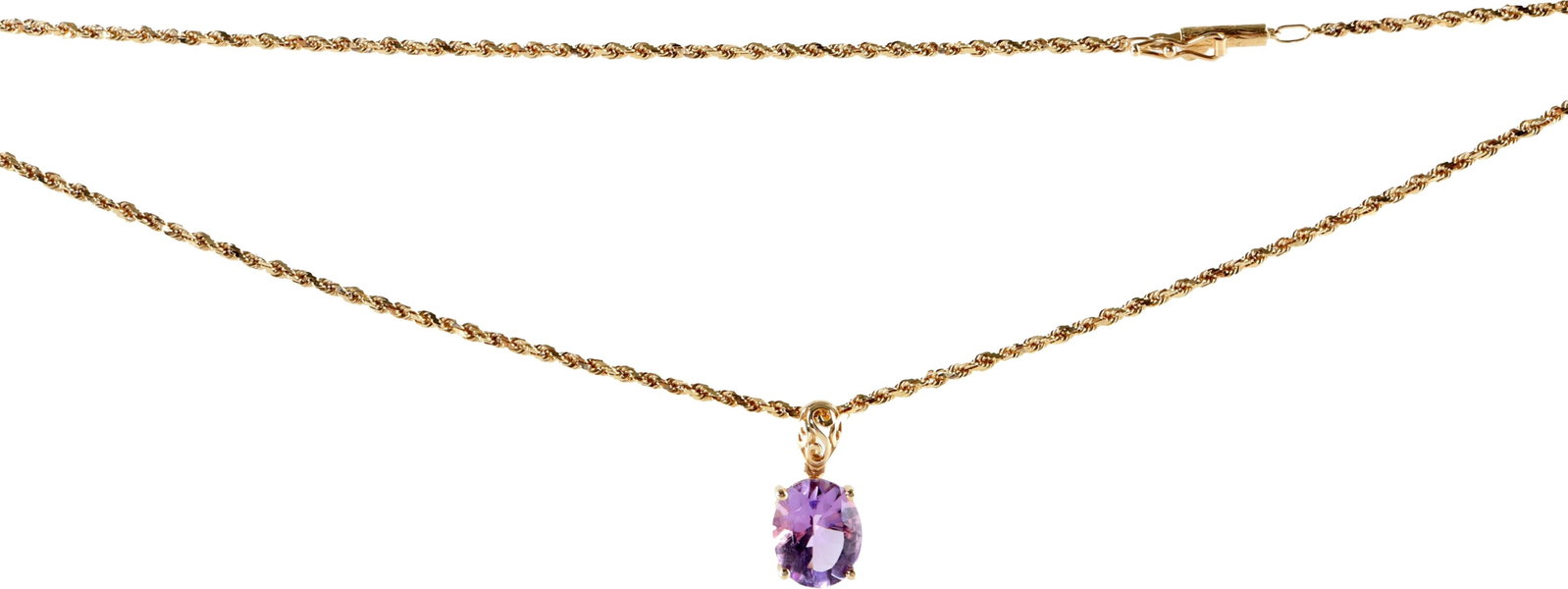 Amethyst Necklace 2.44 Carat 14K Gold Opera Length (1 of 5)