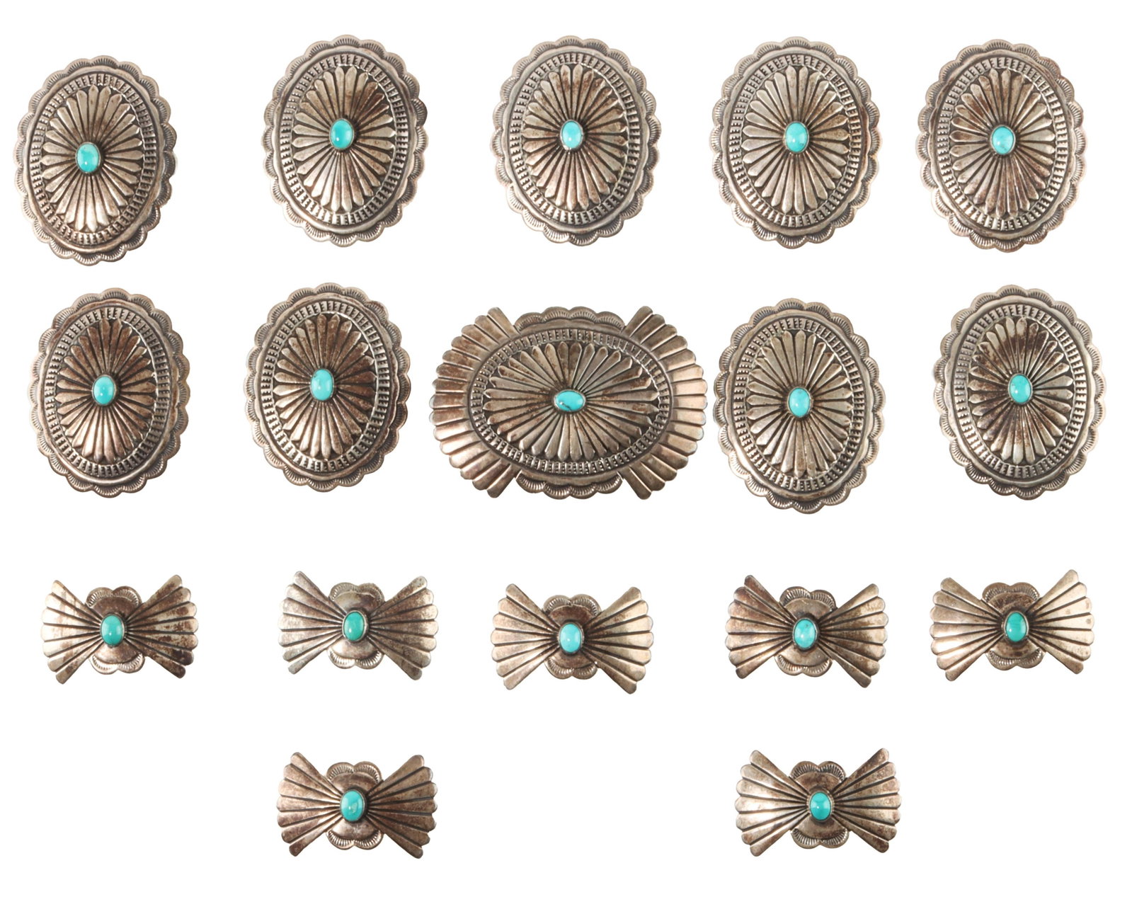 Southwest Native Turquoise Concha Belt Components (1 of 2)