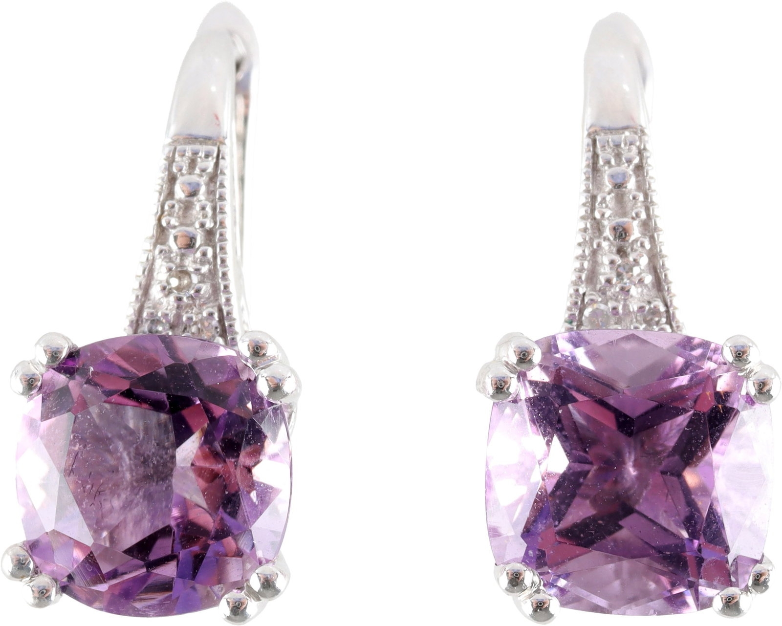 Amethyst Diamond 14K White Gold Earrings (1 of 3)