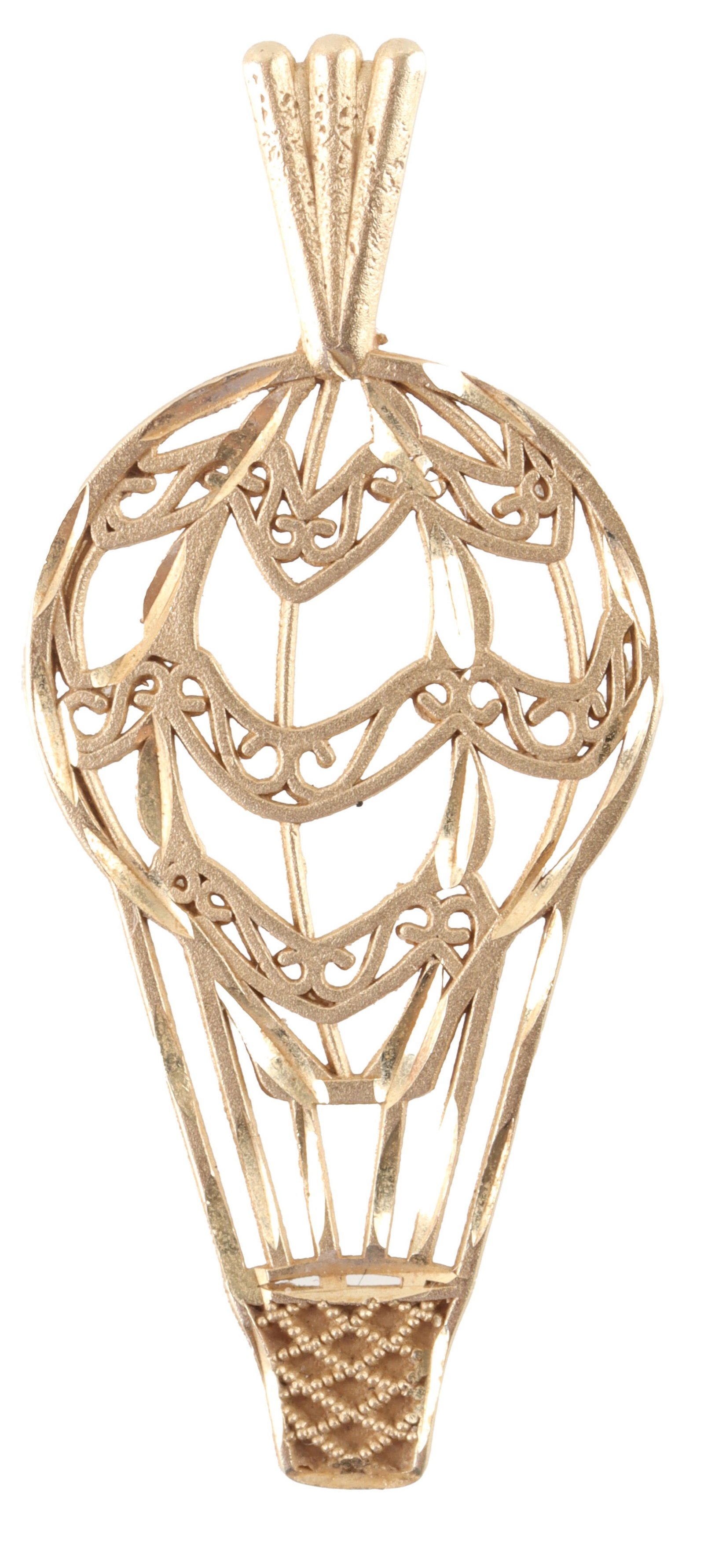 Hot Air Balloon Michael Anthony Pendant 14K Gold: Stamped "14K MA" on reverse. Measures just over 1 inch in length. | This lot has a reserve.