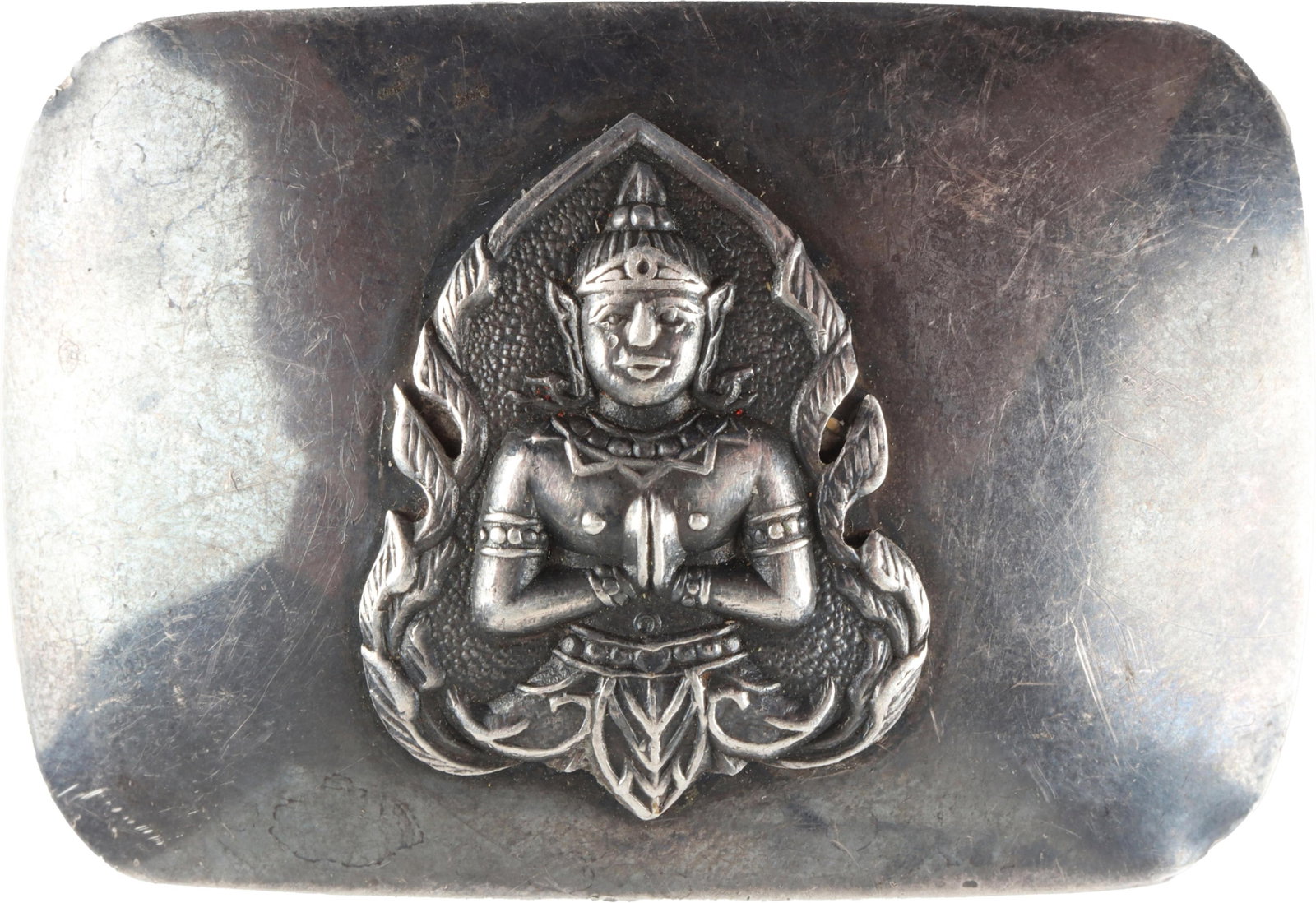 Siam Silver Belt Buckle Repousse Buddha (1 of 3)