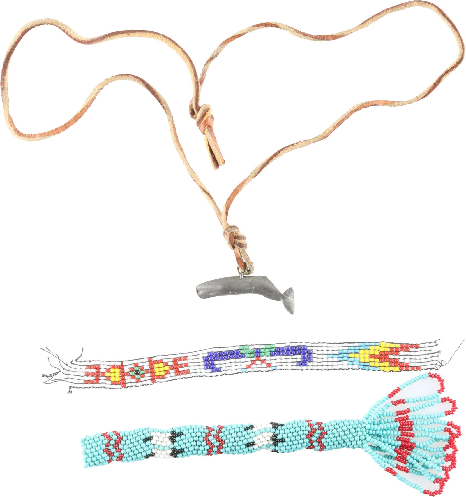 Beadwork & Pewter Sperm Whale Lot of 3 Pcs (1 of 4)