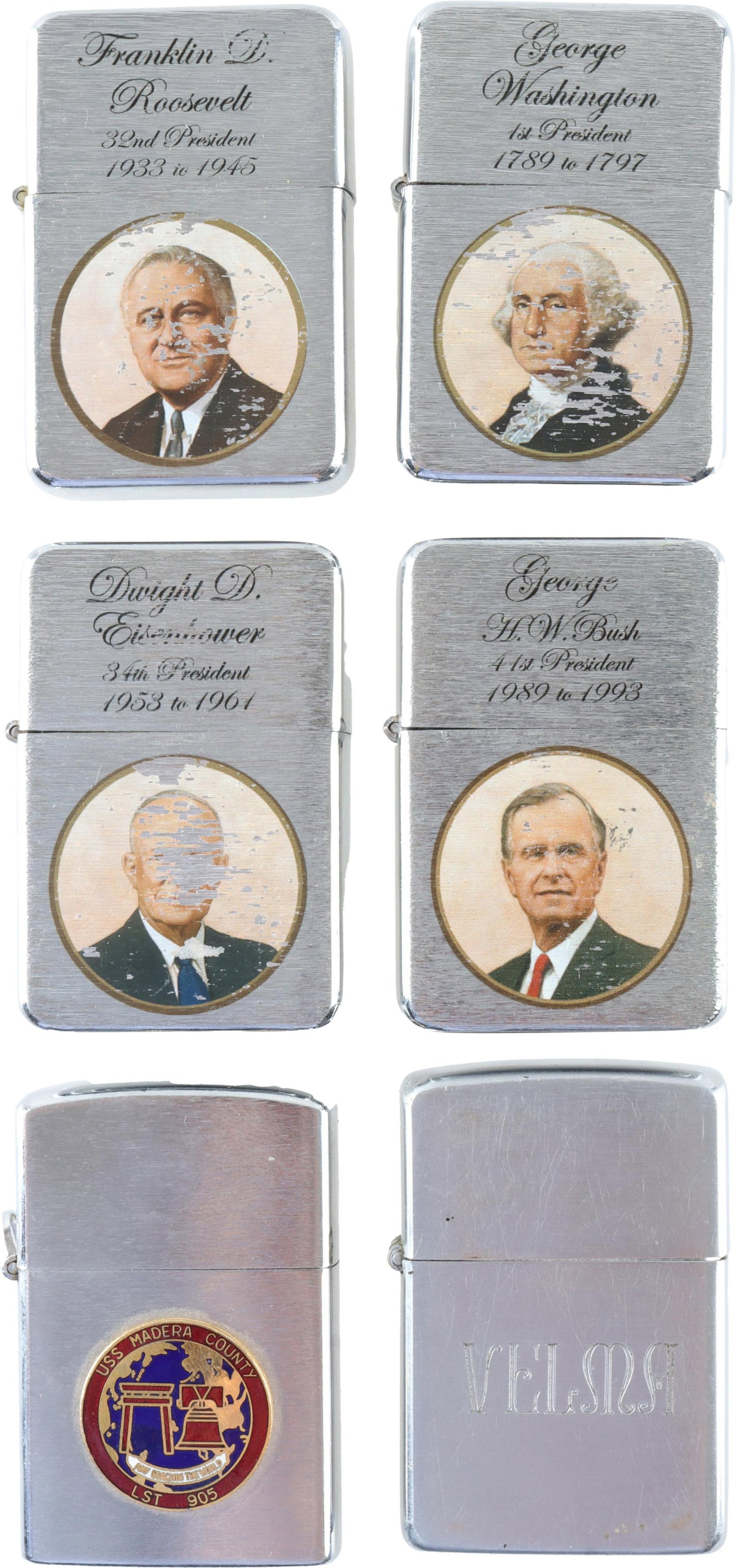 Presidential Portrait Zippo Type Lighters Lot of 6 (1 of 3)