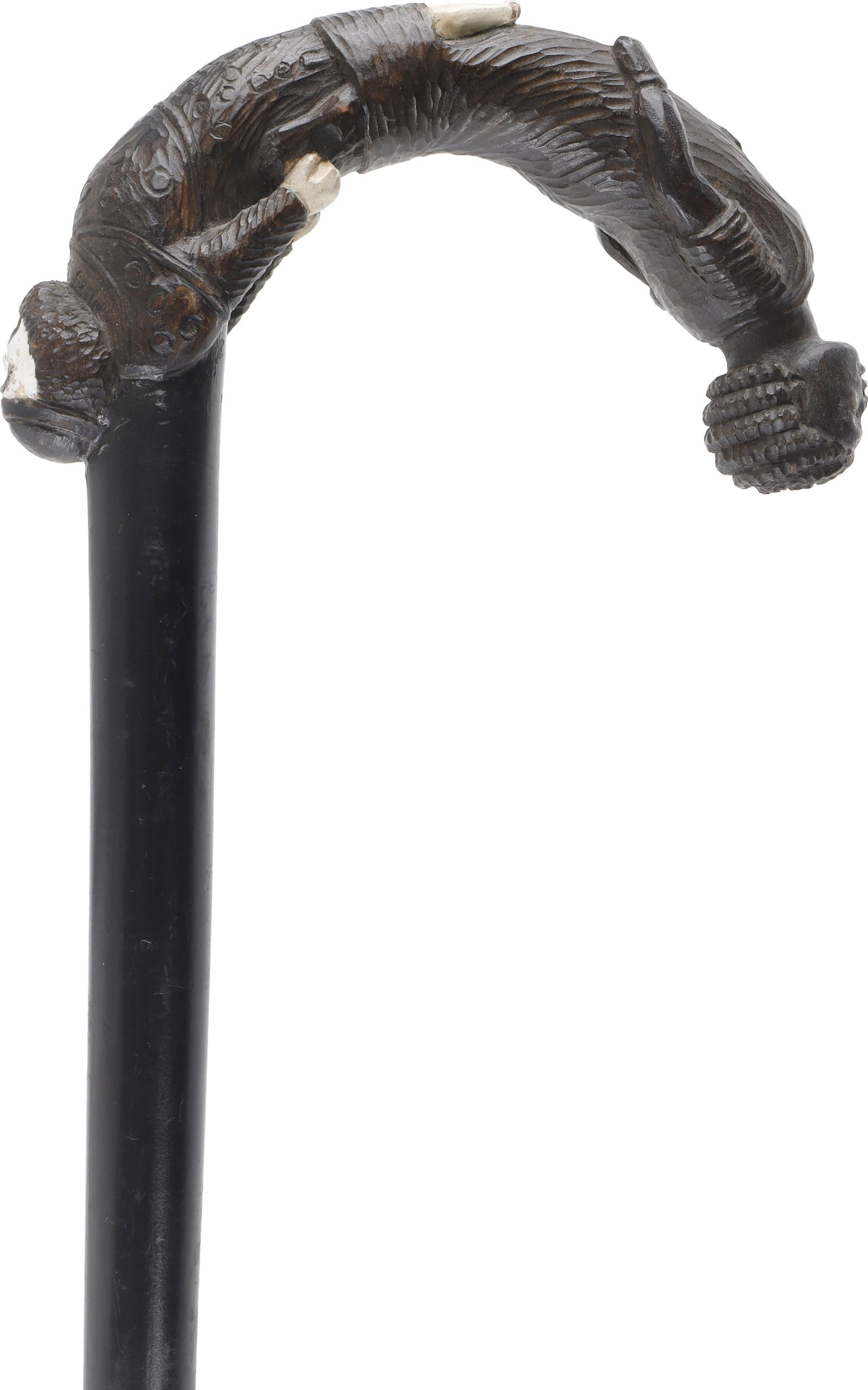 Dual Black and White Figural Walking Stick Cane (1 of 7)
