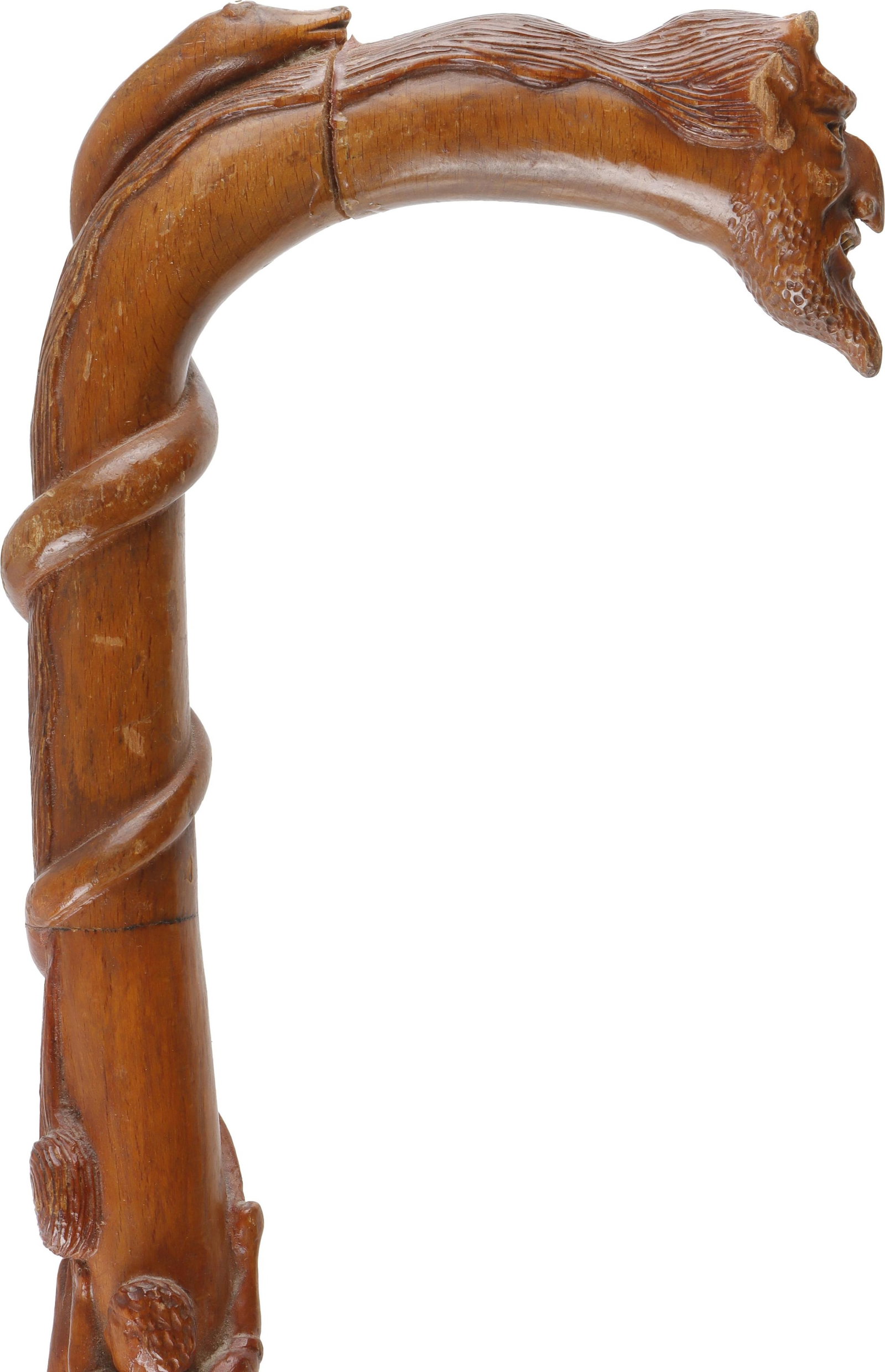 Carved Devil Handle Wooden Walking Cane (1 of 8)