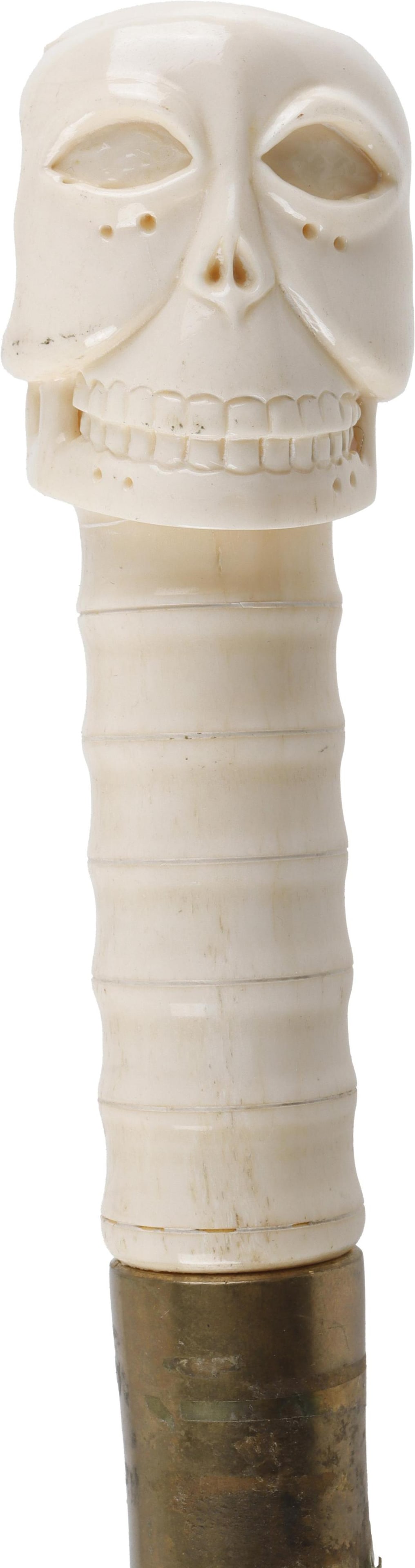 Skull Knob Walking Stick Carved from Bone (1 of 5)
