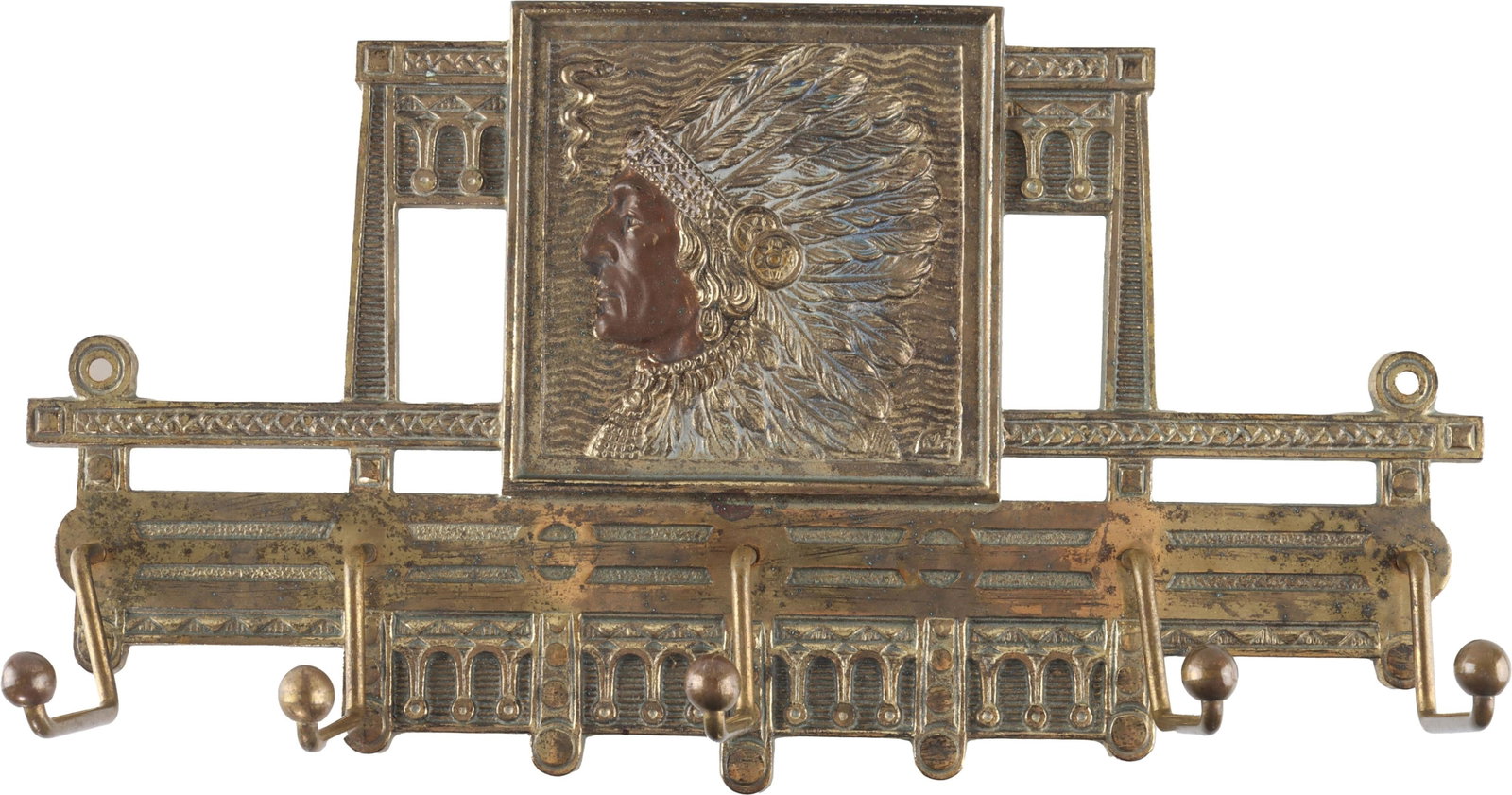 Vintage Native American Brass Coat Hanging Rack (1 of 4)