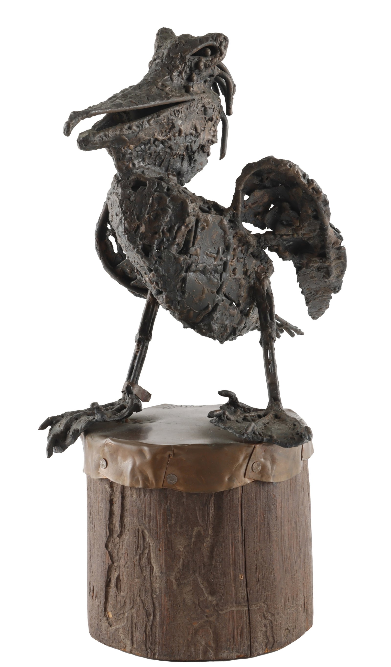 Herman Fisher Even the Pelicans Are Crying Statue: Herman Fisher's 'Even the Pelicans Are Crying,' an environmentally-minded piece made of wrought iron on a bronze and wood base. The piece depicts a pelican weeping. Herman Fisher is a Coral Gables, Fl