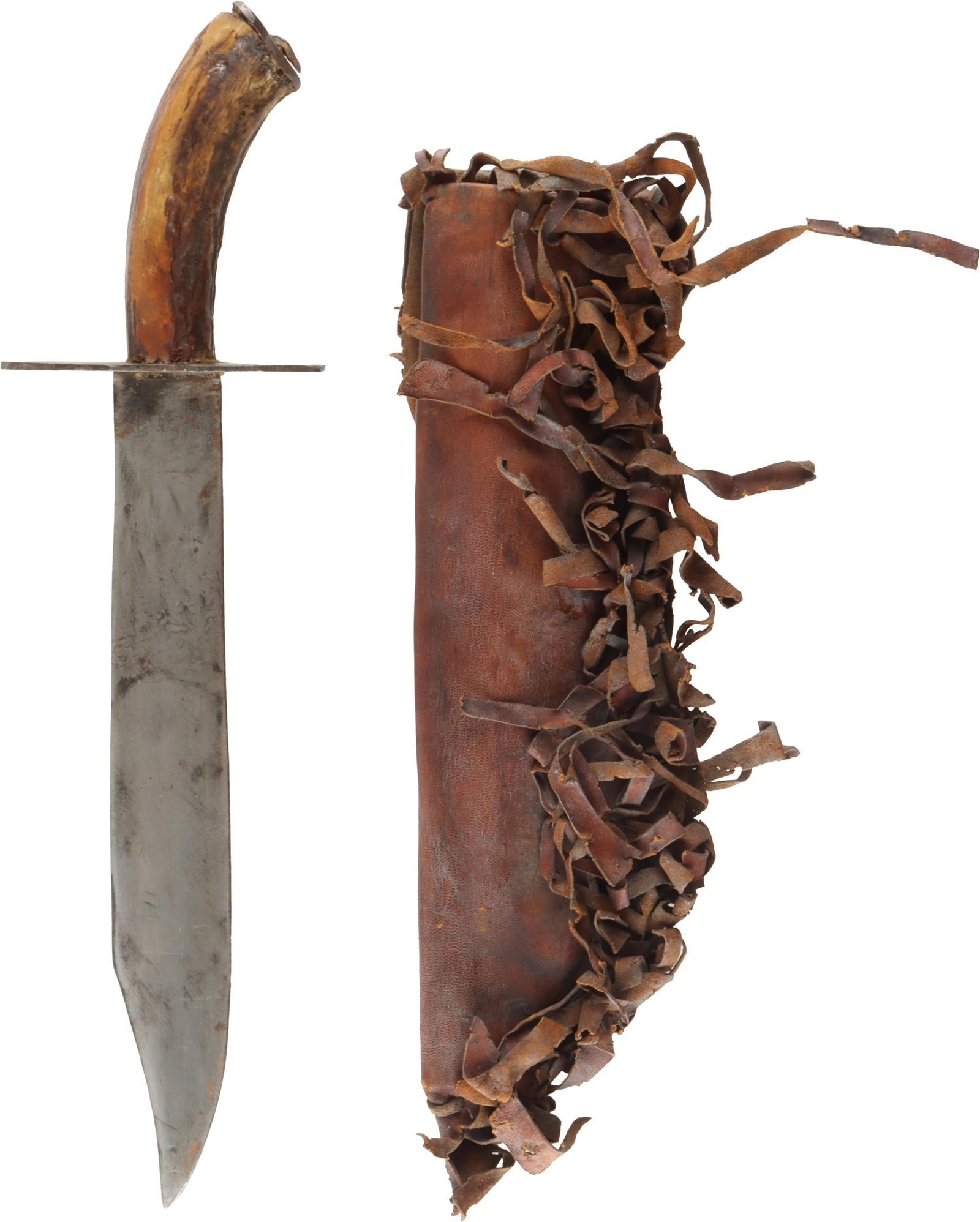 Bowie Knife with Antler Handle and sheath (1 of 8)