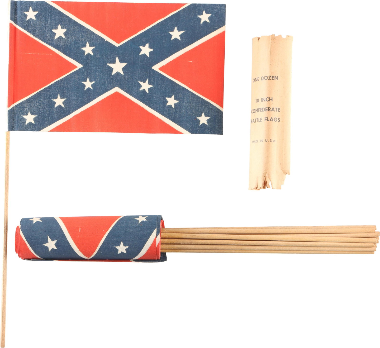 Confederate Battle Flag Parade Flags Lot of 12 (1 of 3)