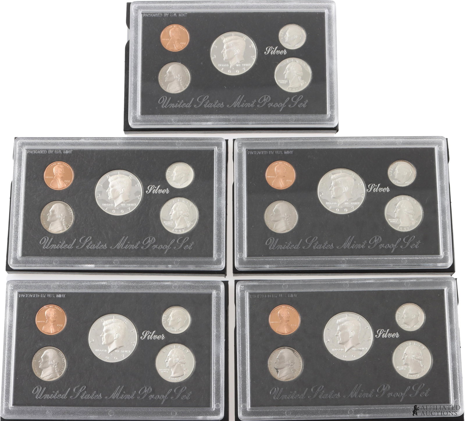 Five (5) 1997 US Silver Coin Proof Set In Box (1 of 7)