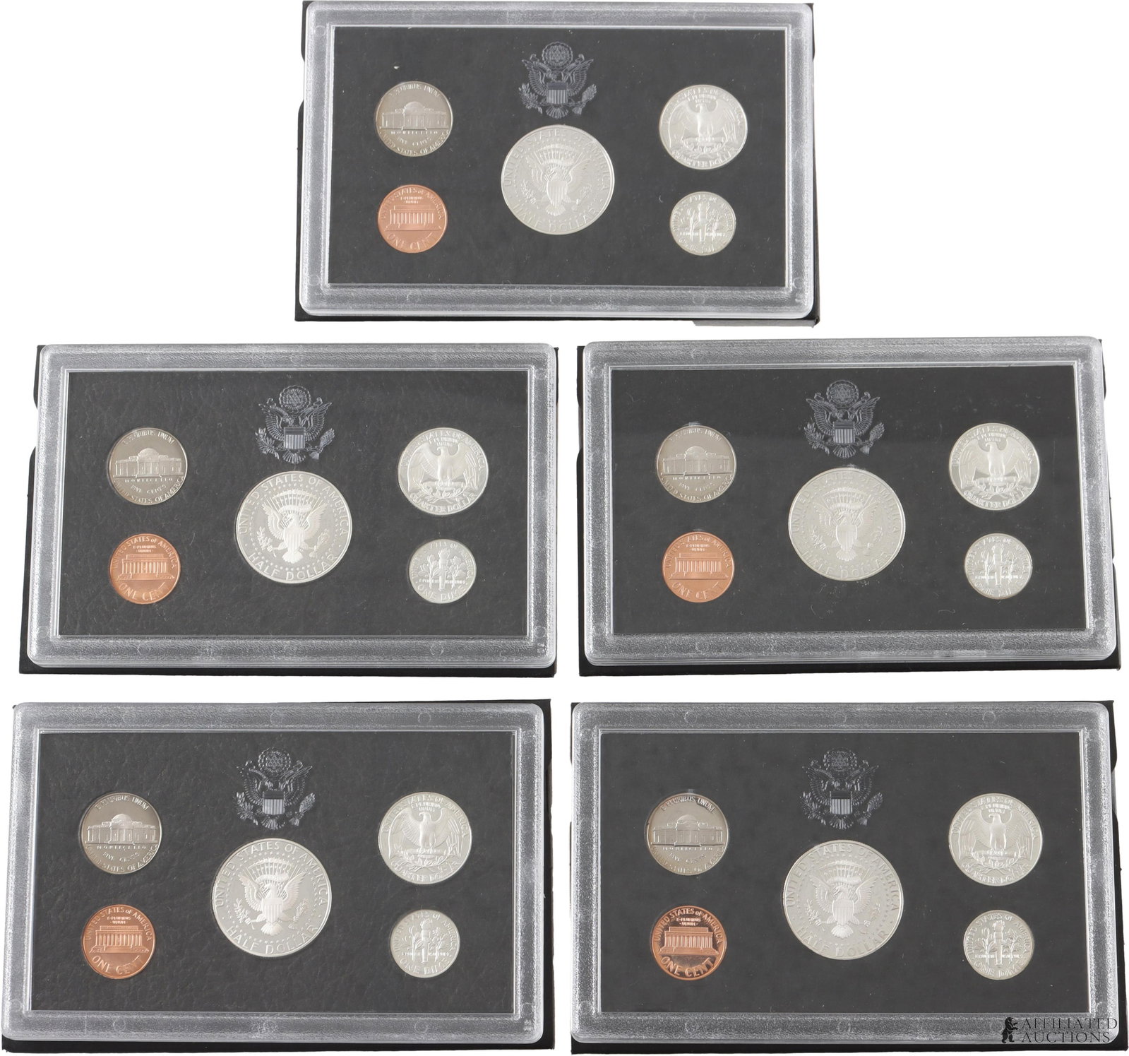 Five (5) 1997 US Silver Coin Proof Set In Box - 2