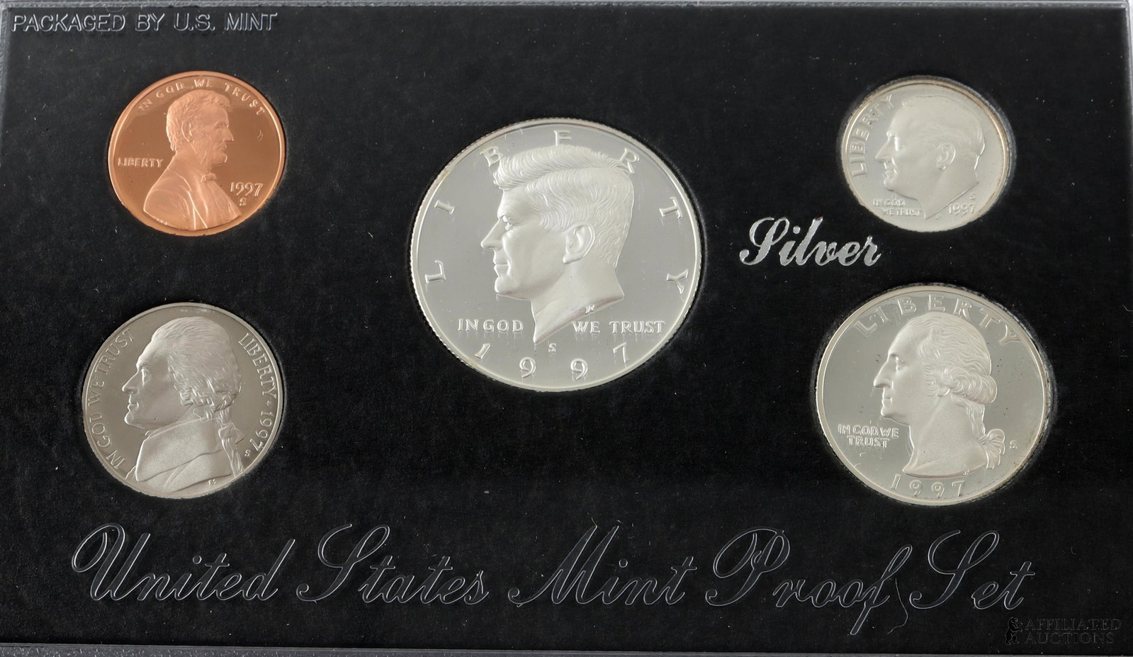 Five (5) 1997 US Silver Coin Proof Set In Box - 5