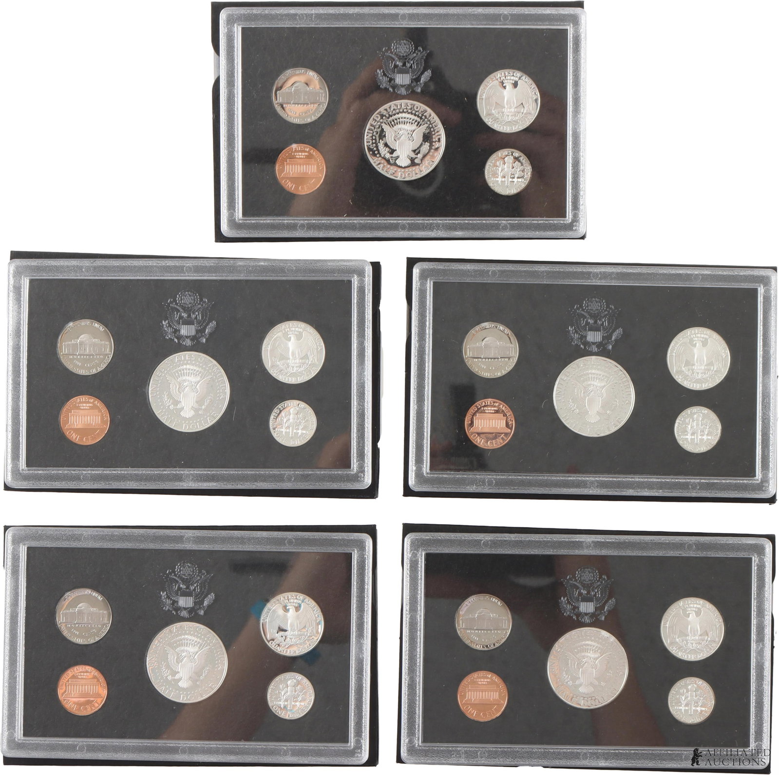 Five (5) 1997 US Silver Coin Proof Set In Box - 2