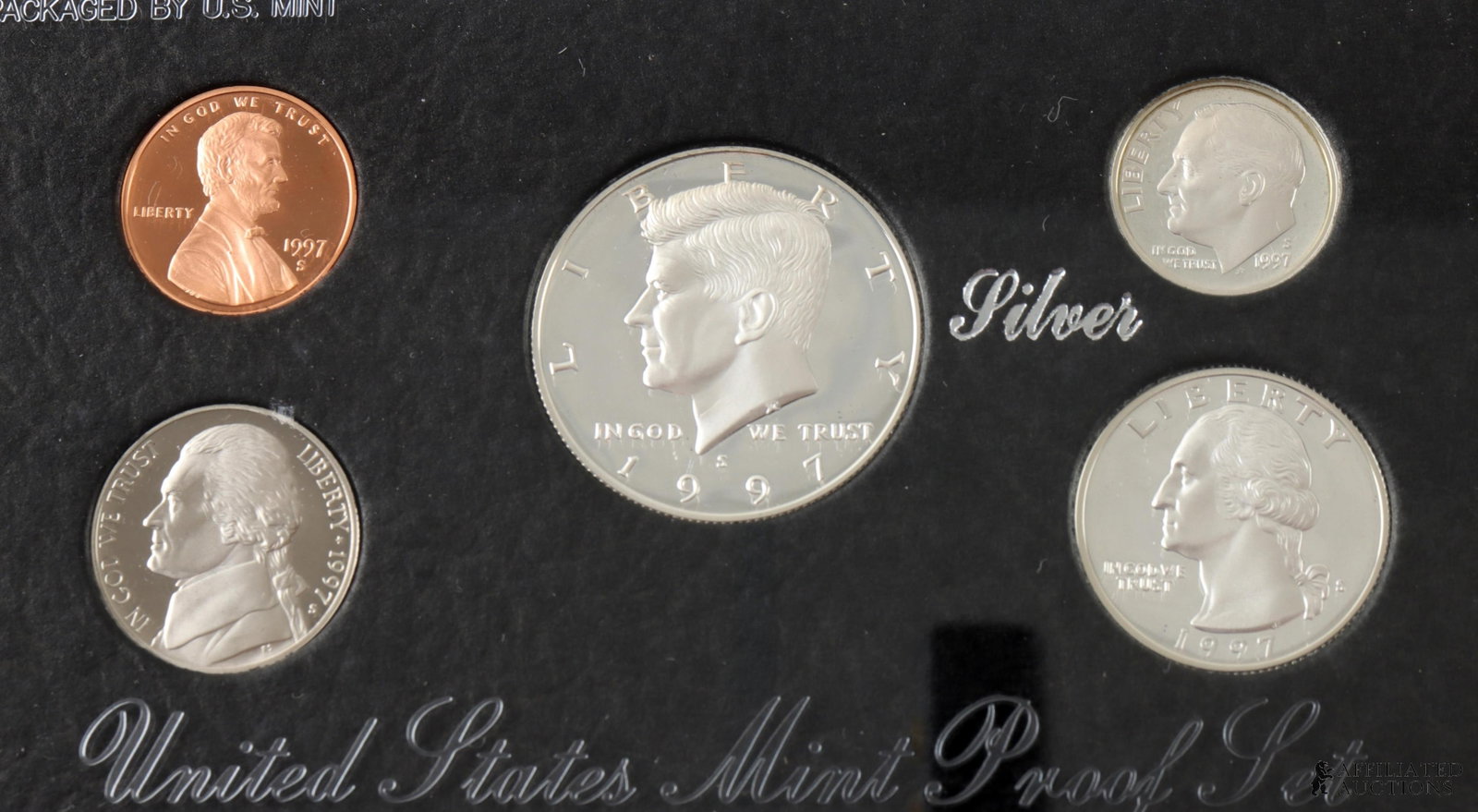 Five (5) 1997 US Silver Coin Proof Set In Box - 5