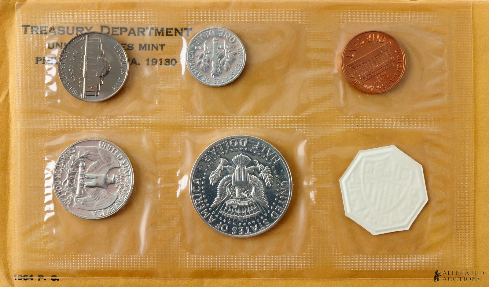 Four 1964 US Mint 90% Silver Proof Set Coins - 3
