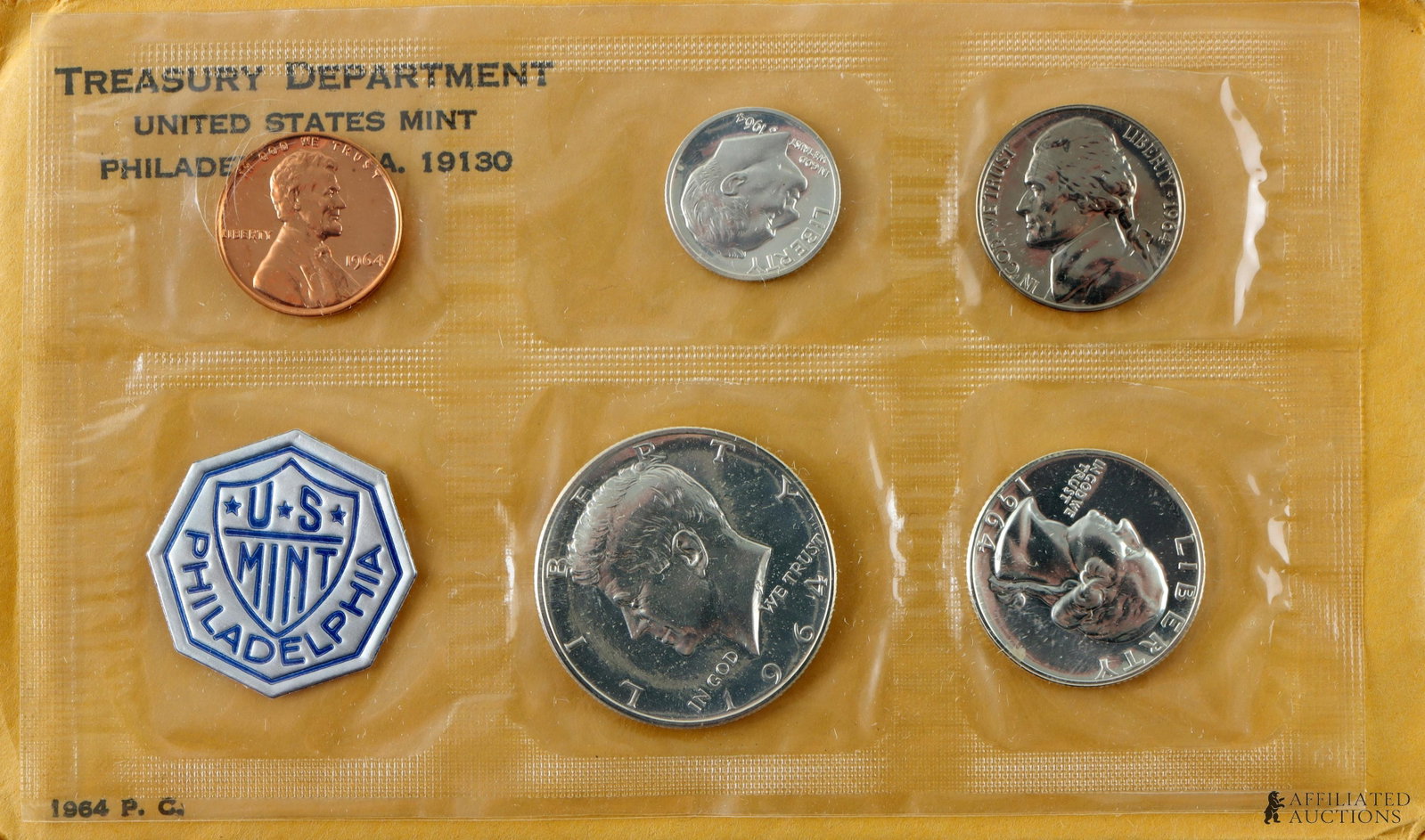 Four 1964 US Mint 90% Silver Proof Set Coins - 4