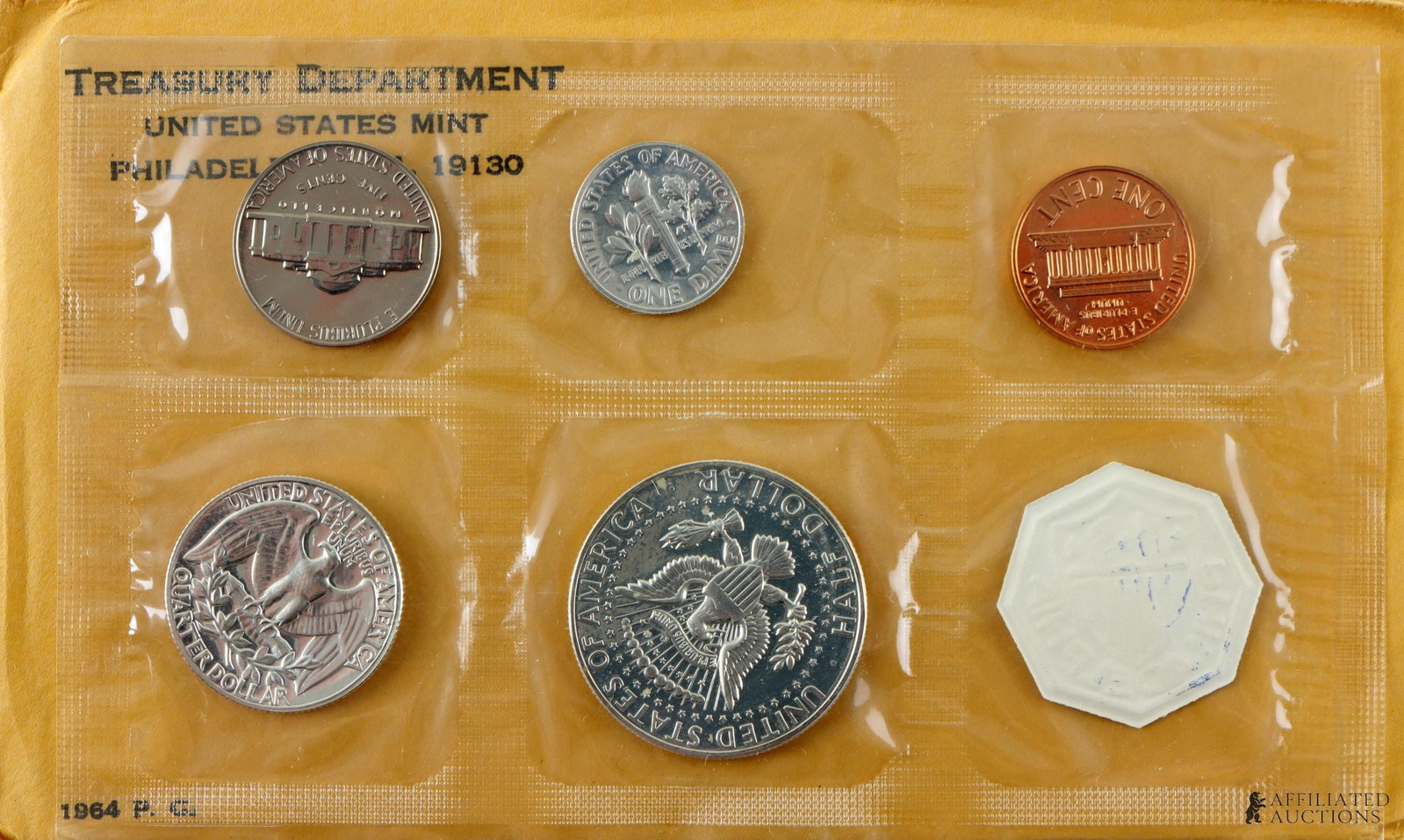 Four 1964 US Mint 90% Silver Proof Set Coins - 5
