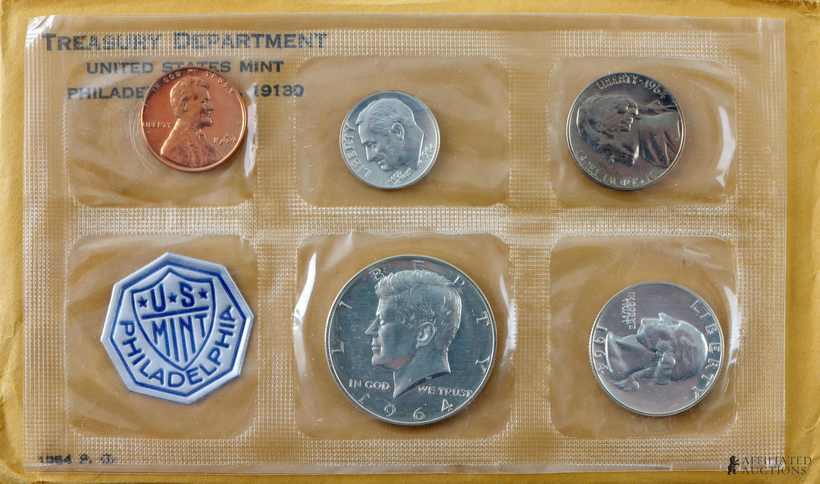 Four 1964 US Mint 90% Silver Proof Set Coins - 6