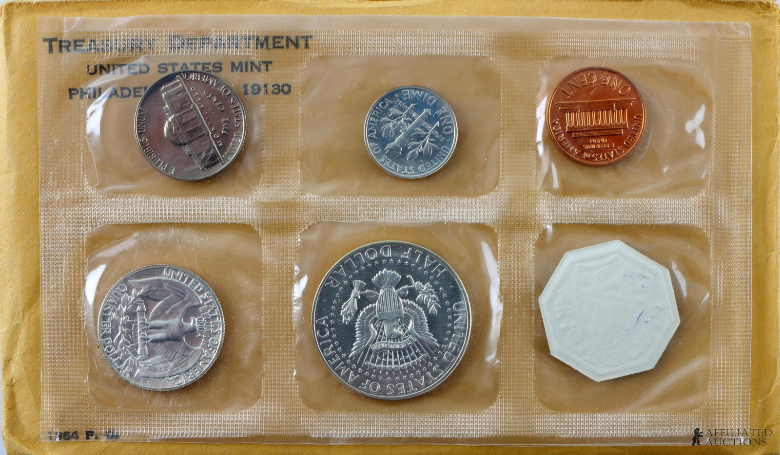 Four 1964 US Mint 90% Silver Proof Set Coins - 7