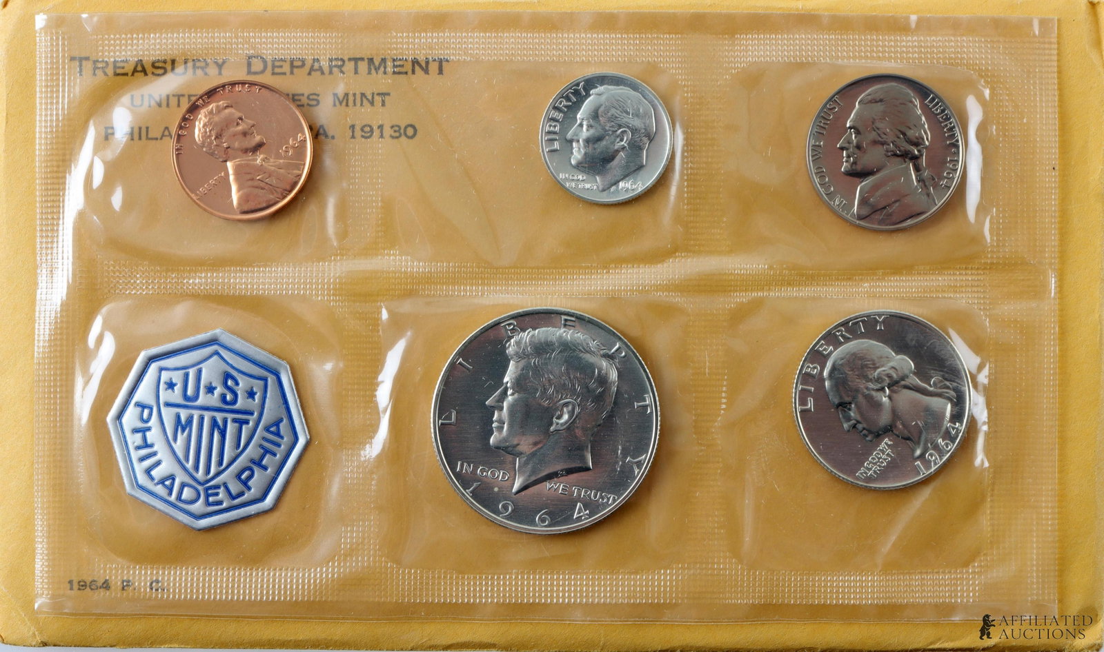 Four 1964 US Mint 90% Silver Proof Set Coins - 8