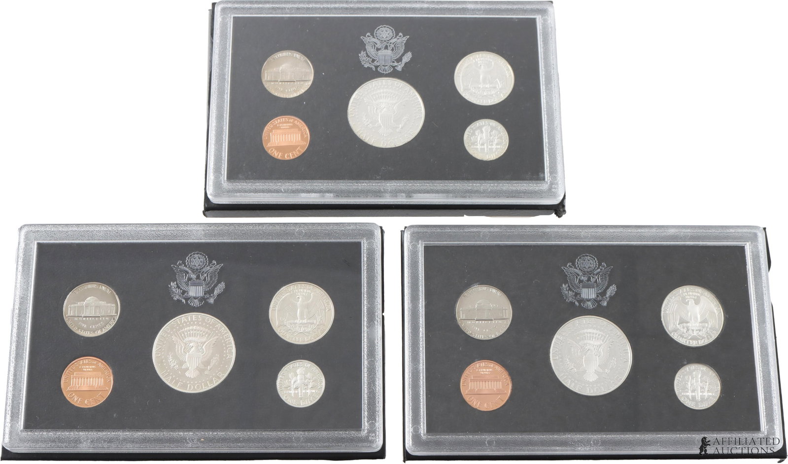 Three (3) 1995 - 97 US Silver Coin Proof Set - 5