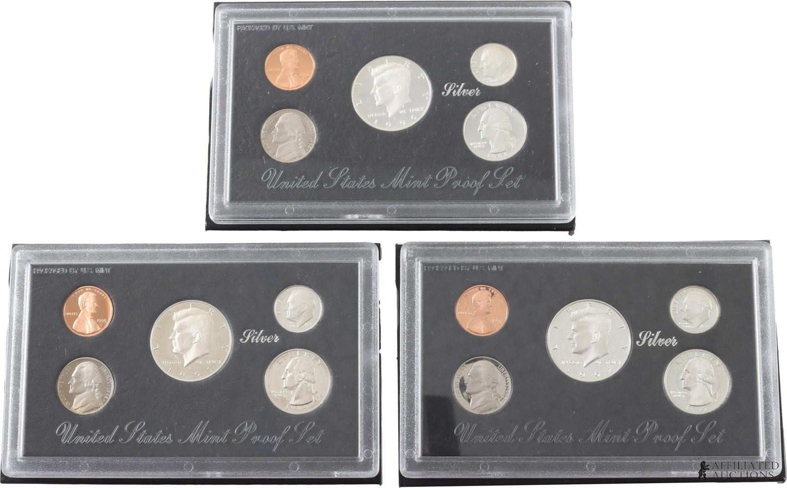 Three (3) 1995 - 97 US Silver Coin Proof Set (1 of 6)
