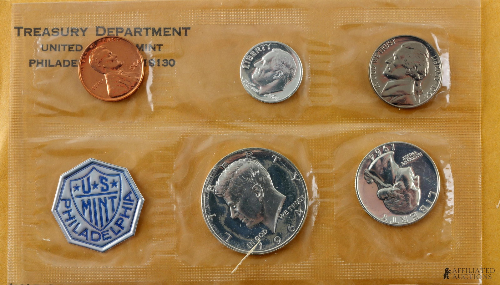 Two 1964 US Mint 90% Silver Proof Set Coins - 4