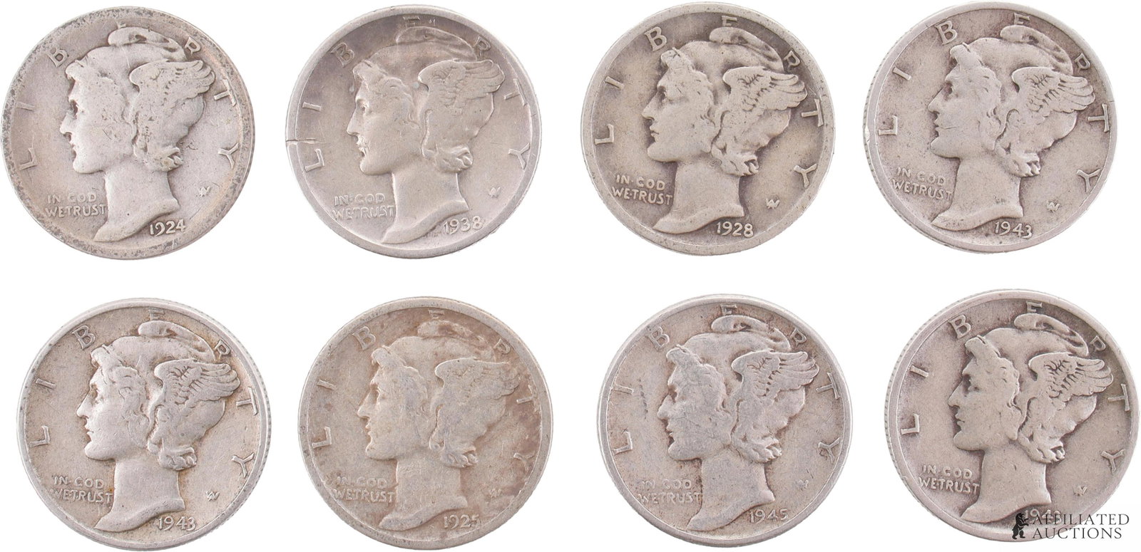 Vintage Silver Mercury Dimes Lot of 8 Collectible (1 of 2)