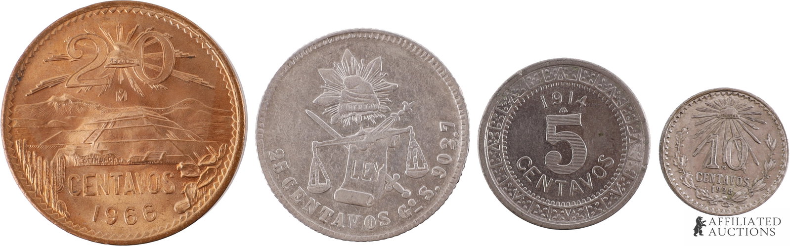 Mexican Centavos Silver Coin Lot of 4 (1 of 2)