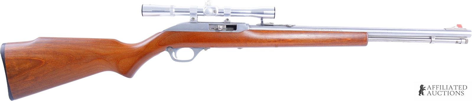 Marlin 60SB .22 LR Semi Auto Rifle With Scope: Marlin Model 60SB semi-automatic rifle with Optronics 4x20 scope installed. Barrel length 19 inches. FFL required for transfer. Caliber: 22 Long Rifle Serial Number: 94424953. | This lot has a reserve