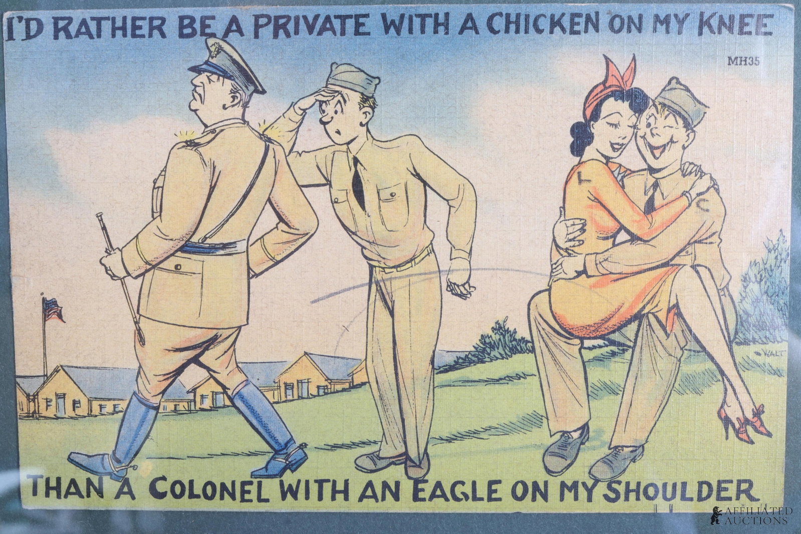 4 US Military Postcards In Frame - 3