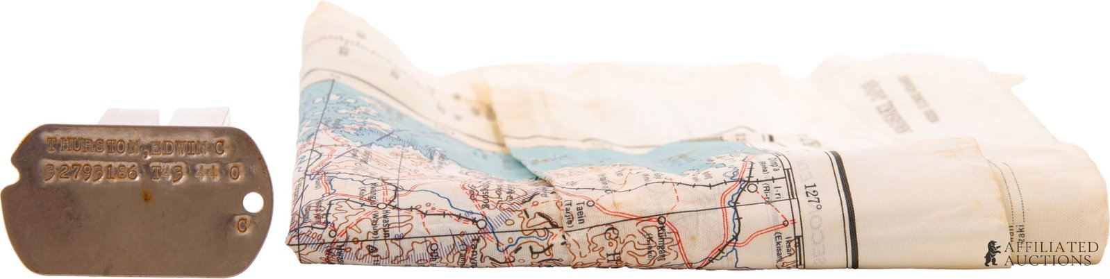 Silk Map of Nagasaki and Kagoshima and US Dog Tag. (1 of 5)