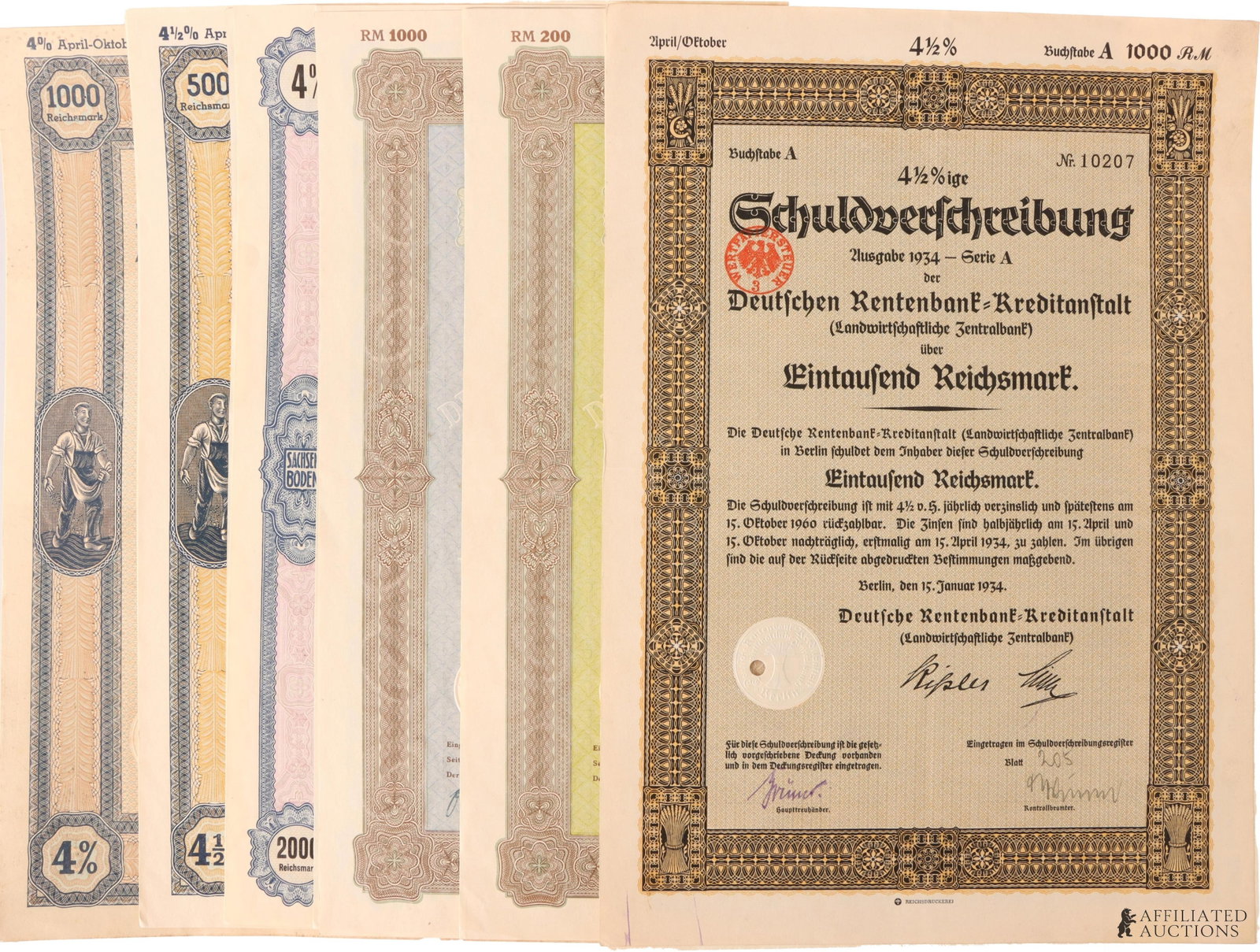 WWII German Brewery and Regional Mortgage Bond Lot (1 of 1)
