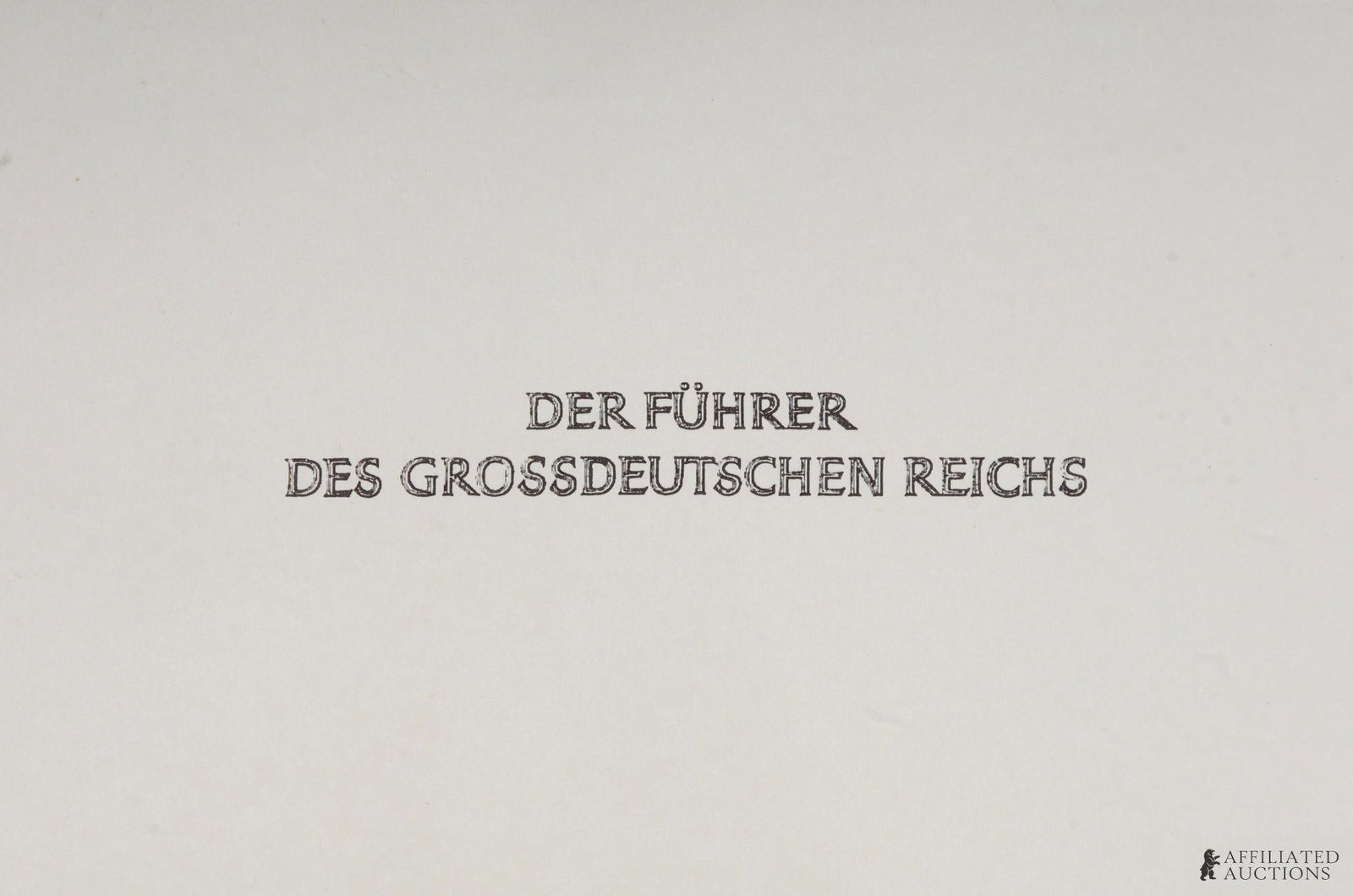 Adolf Hitler Calling Card WWII German Third Reich: A calling card for Adolf Hitler, reading "Der Fuhrer Der Grossdeutschen Reichs." This particular style of calling card is consistent with the one Hitler used at the Berghof.