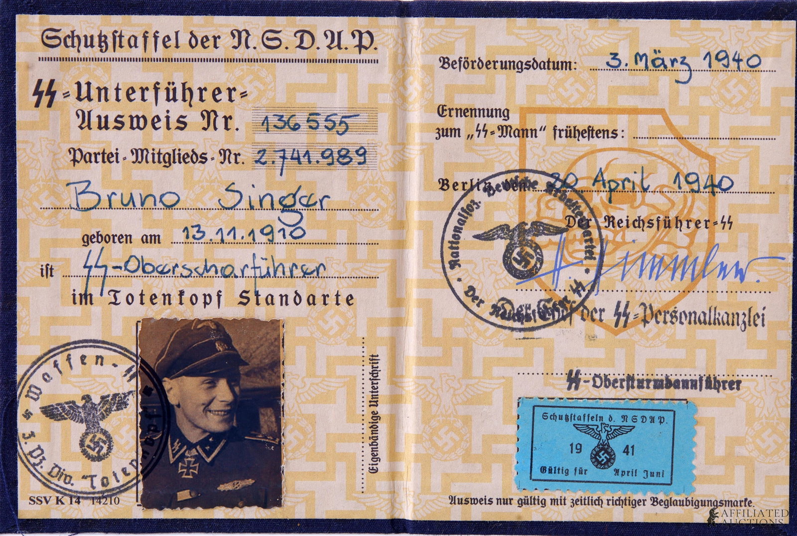Waffen-SS Panzer Division Soldbuchs Lot of 2 (1 of 4)