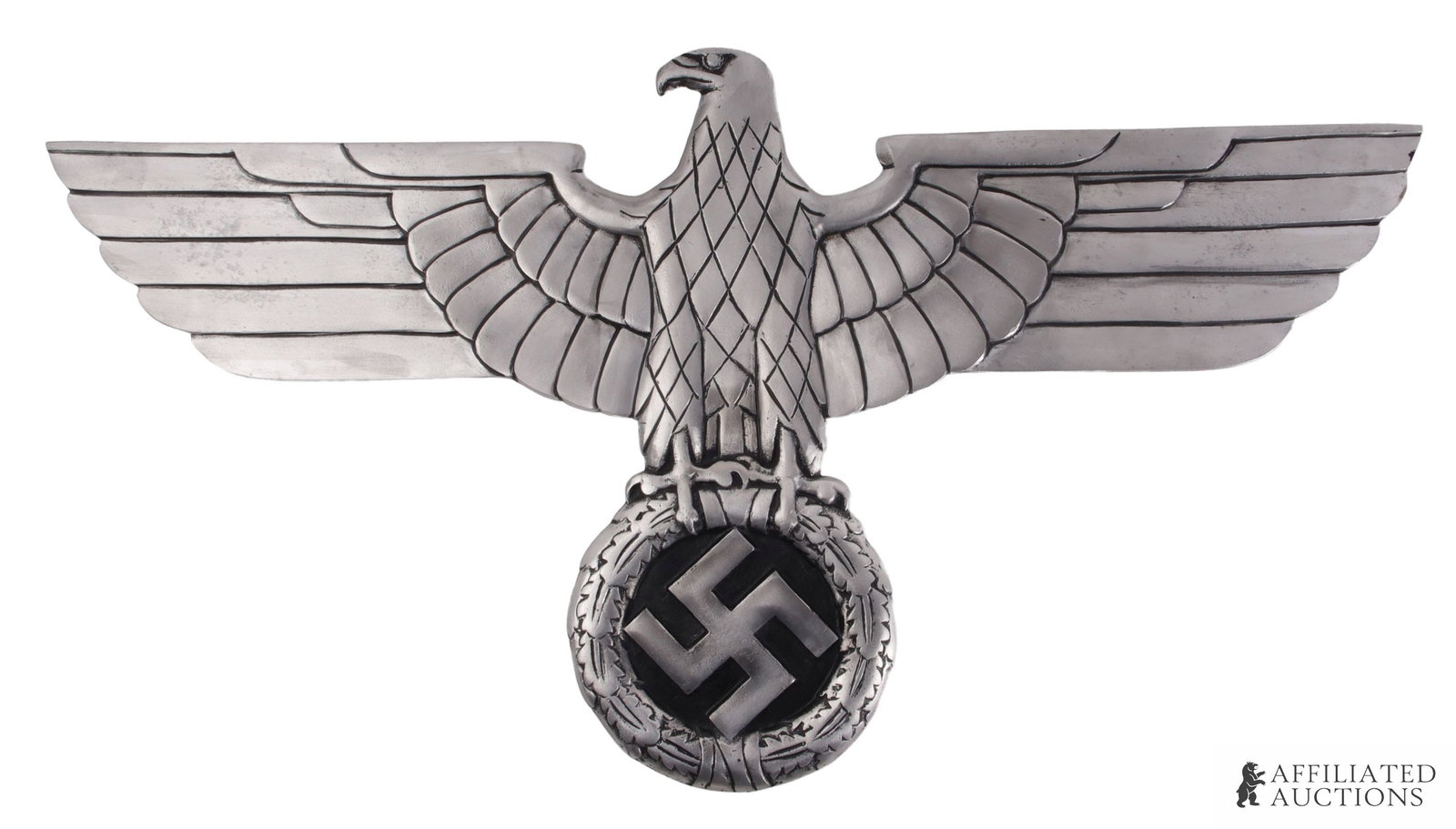 Reichsbahn Rail Eagle WWII German Third Reich: A large rail eagle for the Reichsbahn of the German Third Reich. 18x15.25 inches. Unauthenticated, sold as is.