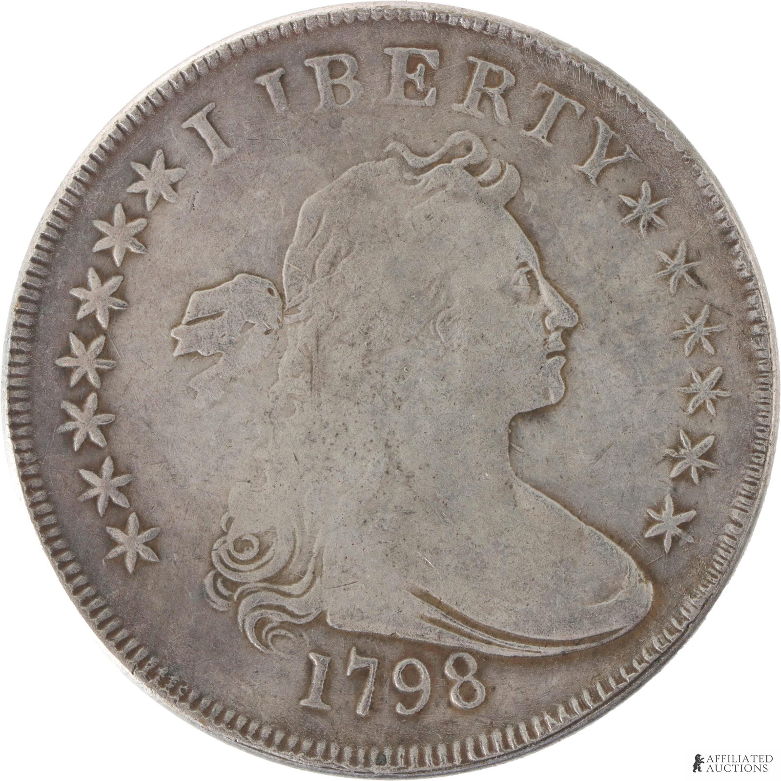 1798 Draped Bust Heraldic Eagle US Coin: Weighs 27.3 grams. Diameter measures 38.68mm. Non-magnetic. Does not electronically tests for 90% silver. Non-magnetic.