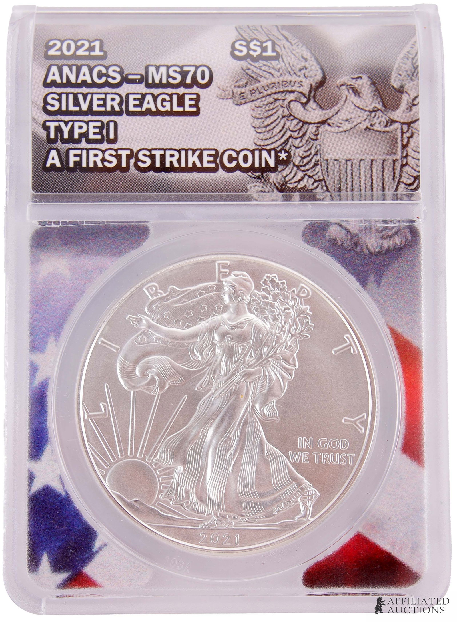 2021 American Silver Eagle Coin Graded Coin: Graded and encapsulated. Metal: Silver Country of Origin: USA Year Minted: 2021.