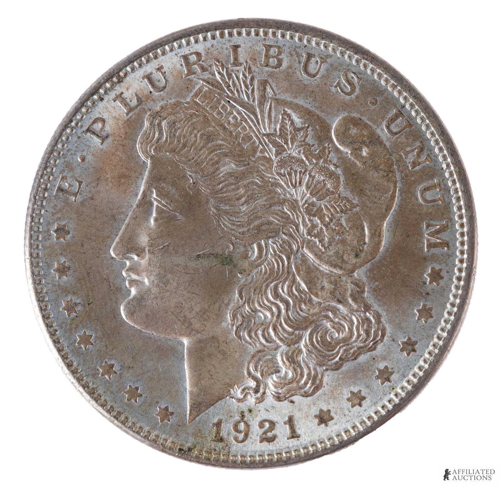 1921 Morgan Silver Dollar US Coin: 1921 Morgan Silver Dollar US Coin. 90% purity. Guaranteed. Metal: Silver Country of Origin: USA Year Minted: 1921 | This lot has a reserve.