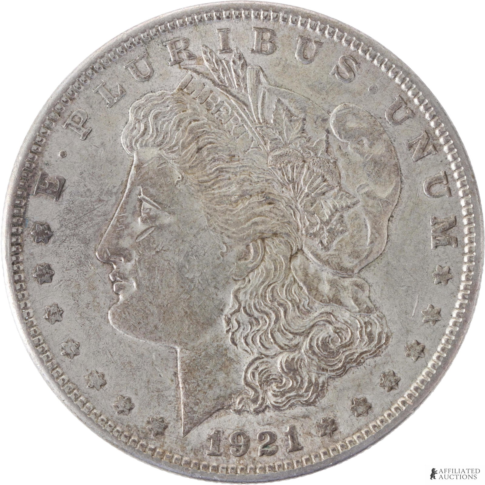 1921 Morgan Silver Dollar US Coin: 1921 Morgan Silver Dollar US Coin. 90% purity. Guaranteed. Metal: Silver Country of Origin: USA Year Minted: 1921 | This lot has a reserve.