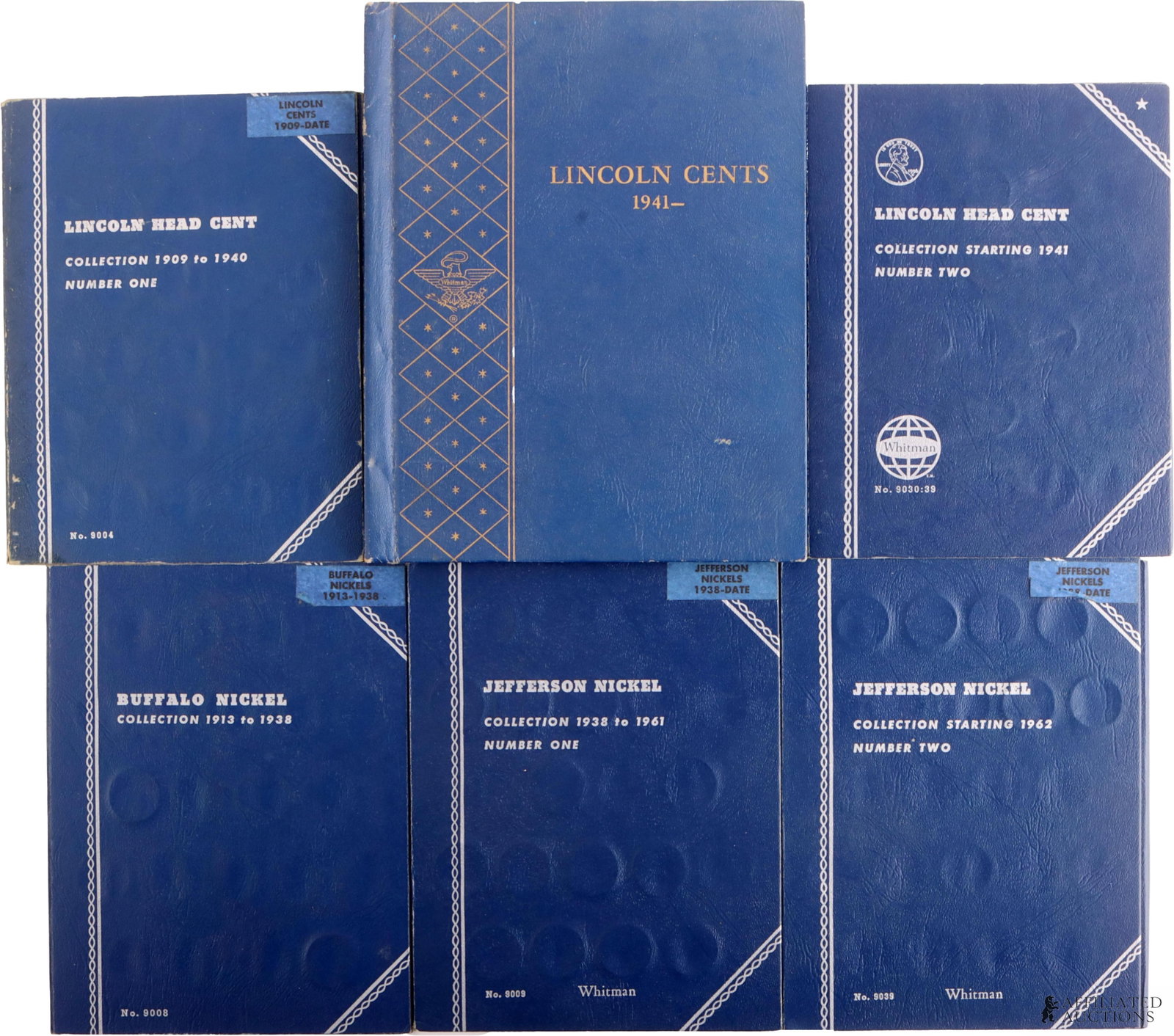 United States Coin Collection Large Lot of Folders: Eight (5) Whitman coin collection folders and one (1) Whitman coin collection book, totaling to 109 pennies and nickels. Collection includes: one Buffalo Nickel collection folder, Jefferson Nickel col