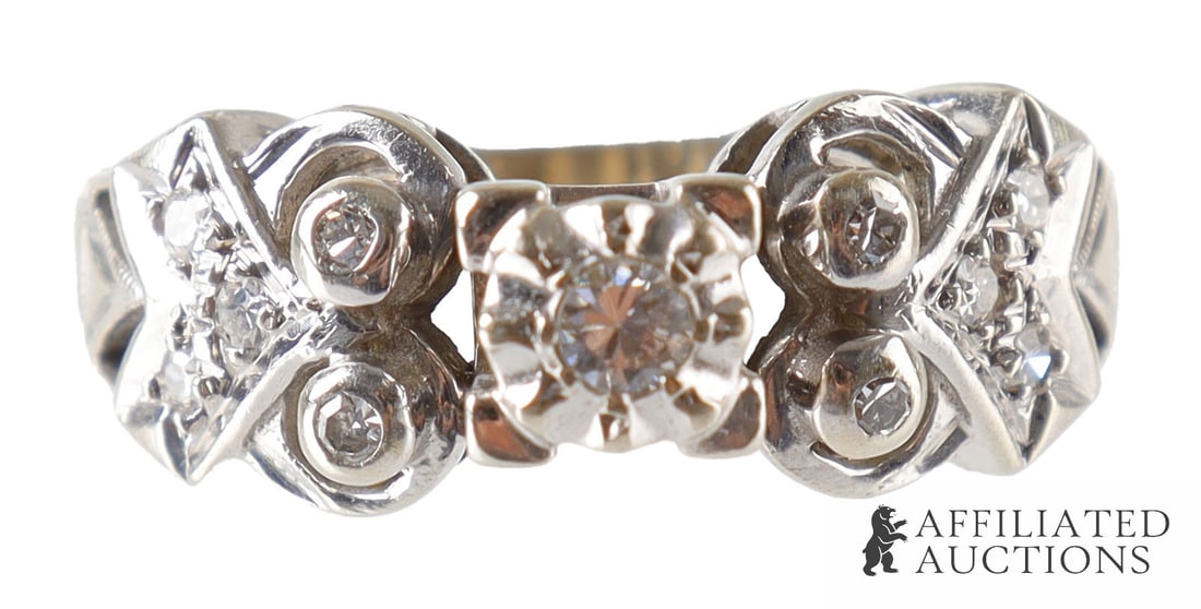 Diamond White Gold Ring 6.75 18K April Gemstone (1 of 5)