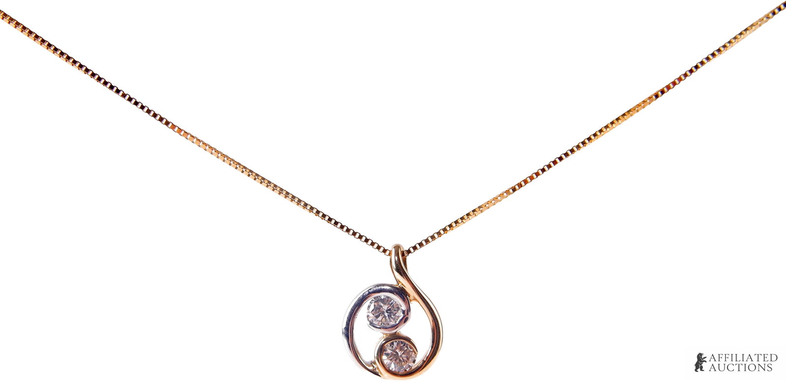 Two Tone Diamond Necklace 14K Gold (1 of 5)