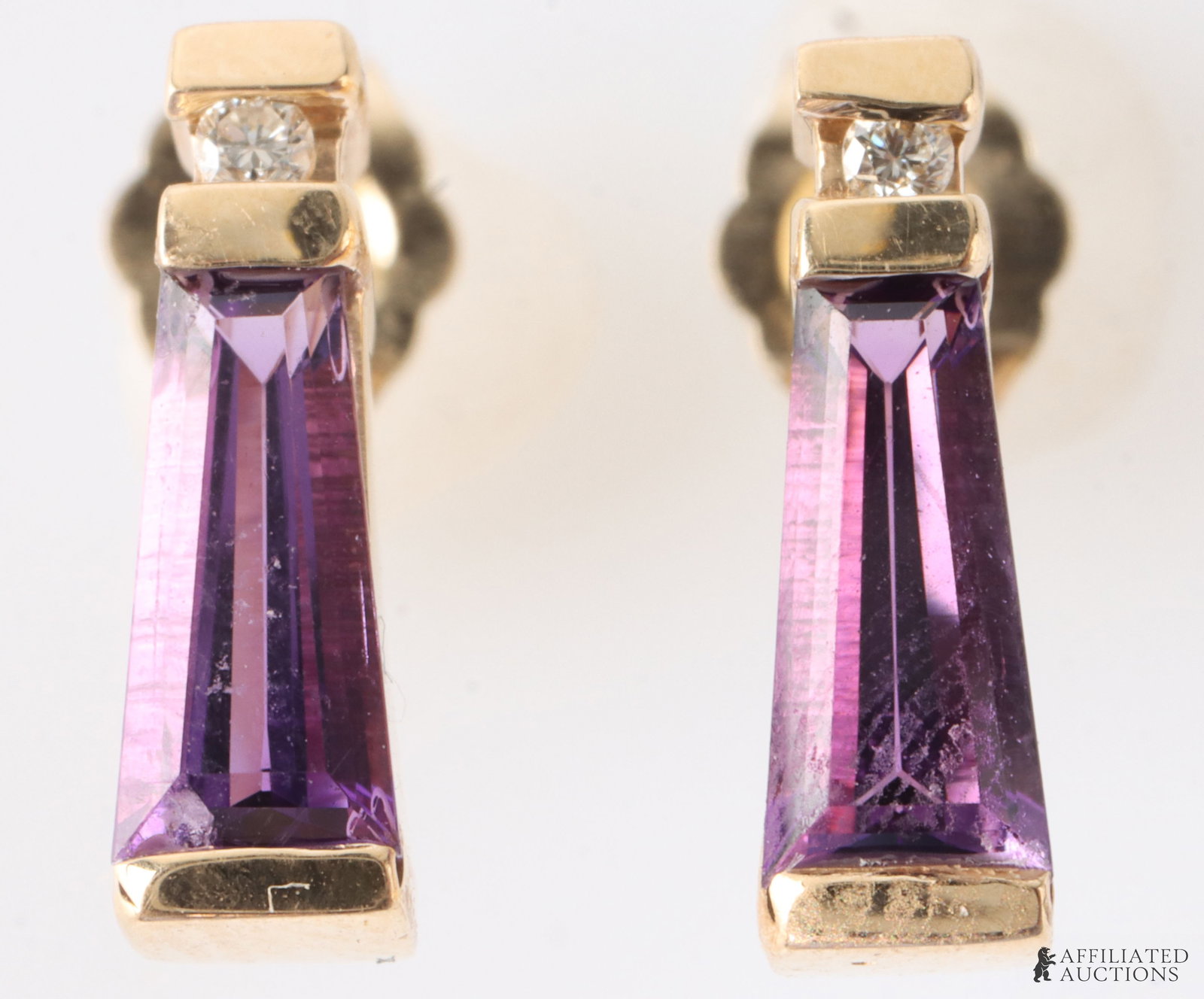 Amethyst Diamond Earrings 14K Gold February Gem (1 of 3)