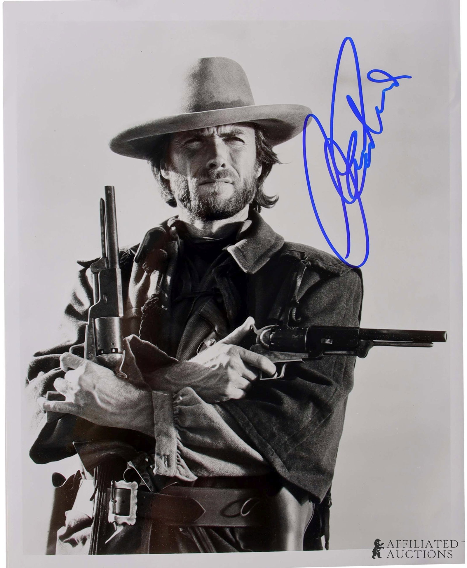 Clint Eastwood Autograph Outlaw Josey Wales: An iconic autographed photograph of Clint Eastwood in his celebrated title role from the 1976 classic Western The Outlaw Josey Wales. Signature acquired in person through direct collection by autograp