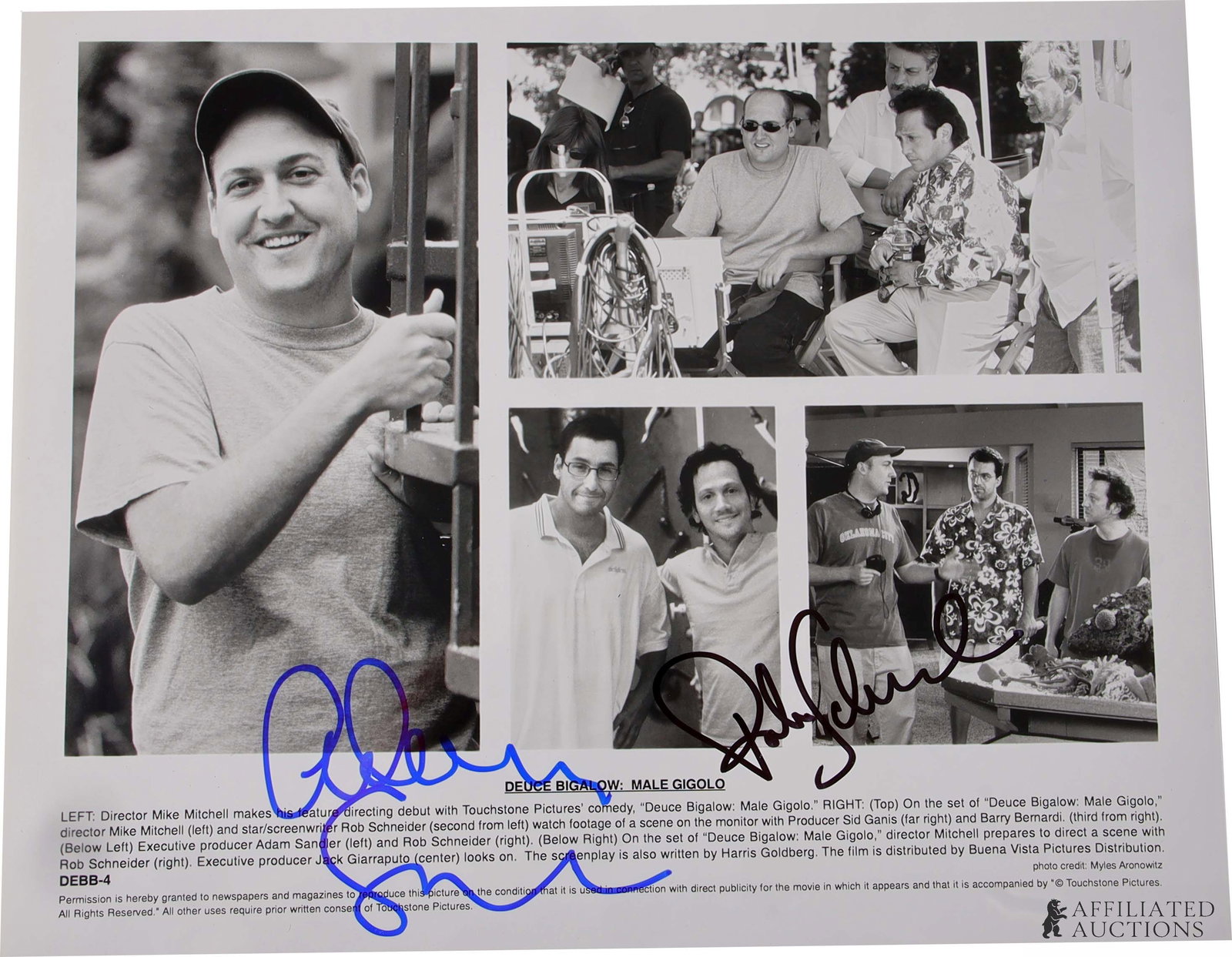 Adam Sandler Rob Schneider Autograph Deuce Bigalow (1 of 4)