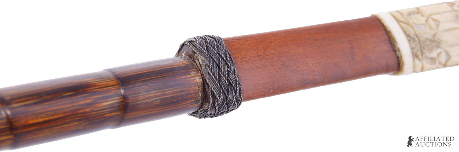 African Scene Walking Stick Cane Bone - 6