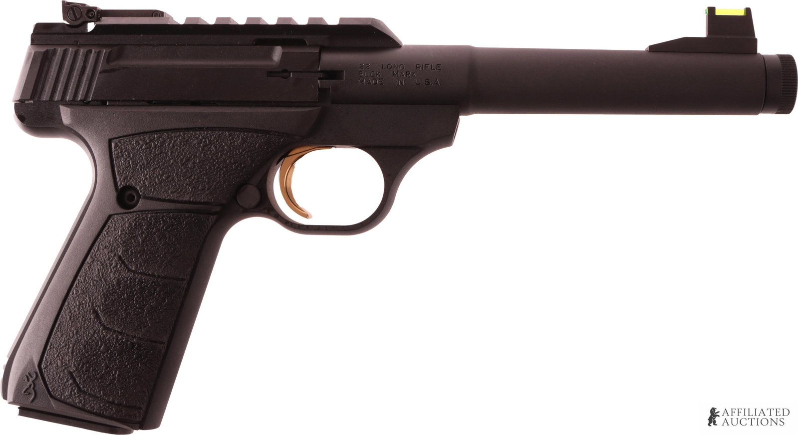 Browning Buck Mark Plus Camper UFX 1/2x28 Pistol: New in box Browning Buck Mark Suppressor Ready semi-automatic .22 LR pistol. Barrel length 6 inches. Matte blued tapered bull barrel featuring 1/2"-28 threads. Matte black alloy receiver equipped with